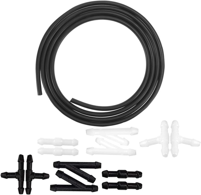 Osilly Windshield Washer Hose Kit, 4 Meter Wash Fluid Tubing with 12 Pcs Hose Connectors, Compatible with Most Car Water Nozzles Installation, Universal Auto Replacement Parts - Image 1